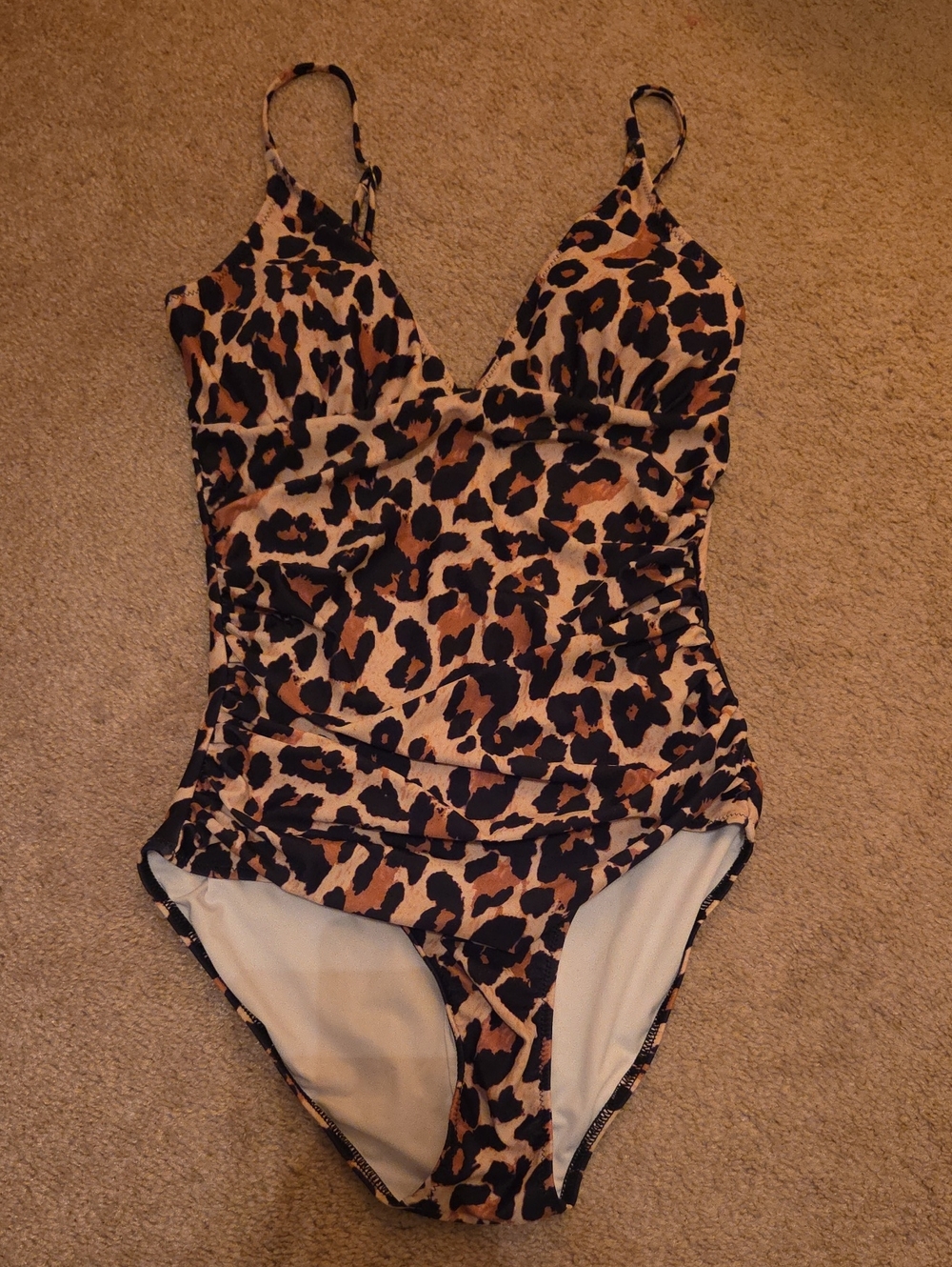 Ladies Small Leopard Print One-Piece Swimsuit - Brown/Black -NWOT